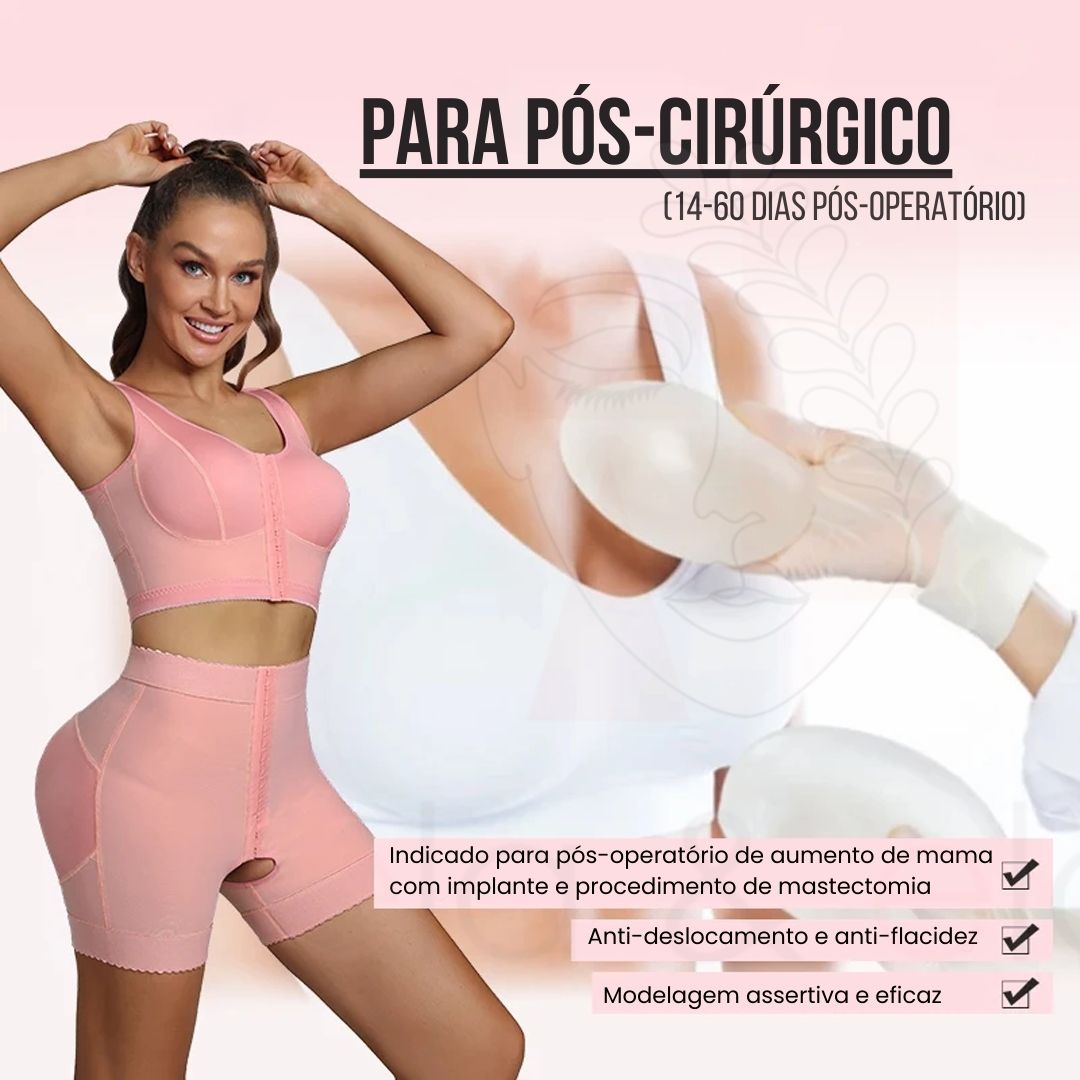 Kit Alpha Modelador com Top e Shorts de Alta Compressão - Ela e Ela - Cintas Modeladoras