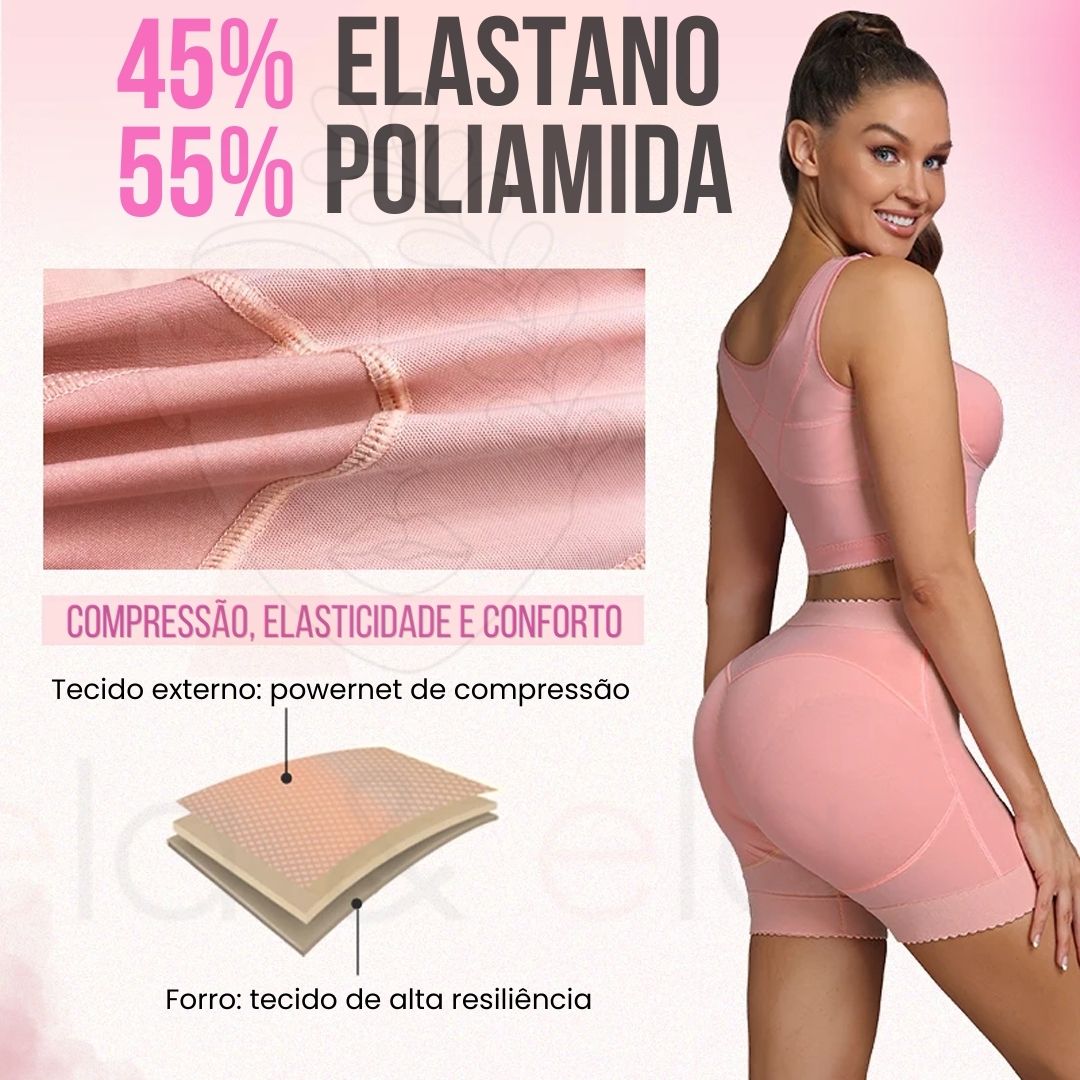 Kit Alpha Modelador com Top e Shorts de Alta Compressão - Ela e Ela - Cintas Modeladoras