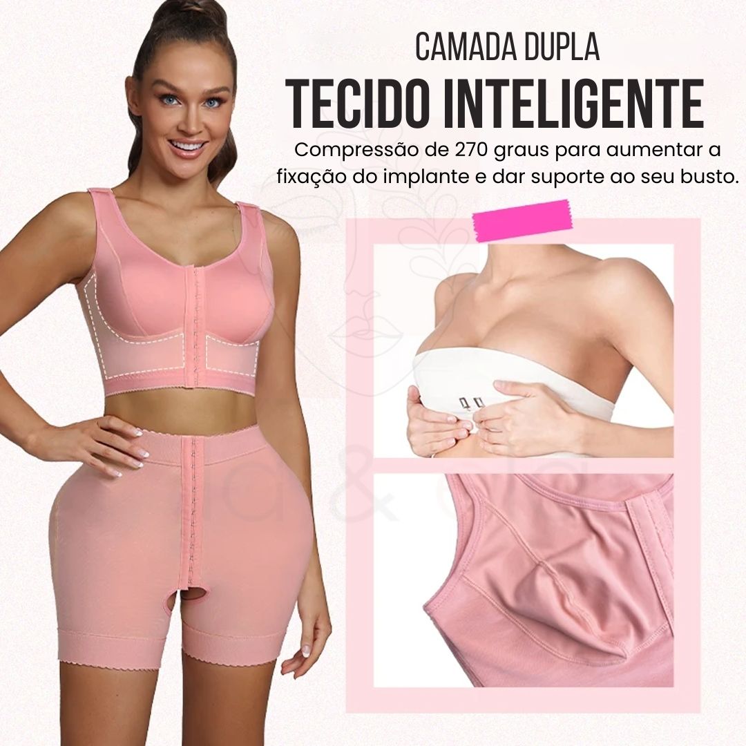 Kit Alpha Modelador com Top e Shorts de Alta Compressão - Ela e Ela - Cintas Modeladoras