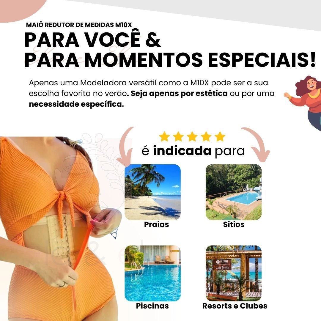 Maiô Modelador Redutor de Medidas Alta Compressão M10X - Ela e Ela - Cintas Modeladoras