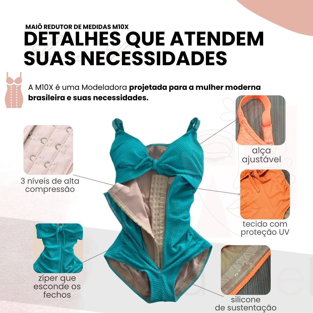 Maiô Modelador Redutor de Medidas Alta Compressão M10X - Ela e Ela - Cintas Modeladoras
