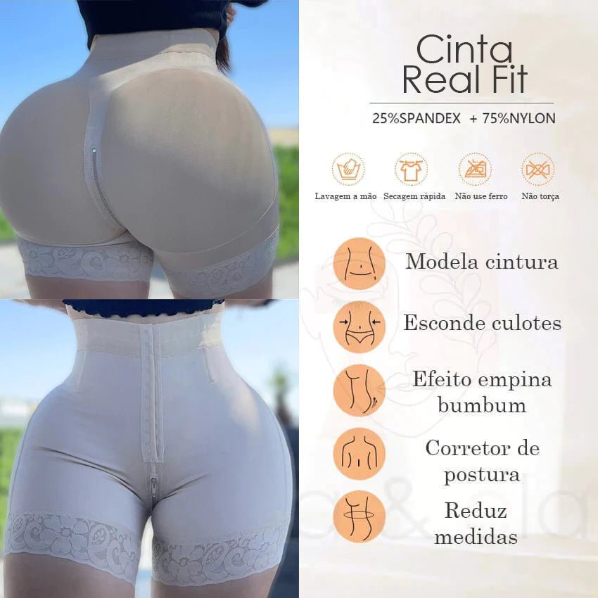 Cinta Shorts Modeladora Real Fit 10x Alta Compreesão - Ela e Ela - Cintas Modeladoras