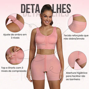 Kit Alpha Modelador com Top e Shorts de Alta Compressão - Ela e Ela - Cintas Modeladoras