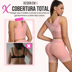 Kit Alpha Modelador com Top e Shorts de Alta Compressão - Ela e Ela - Cintas Modeladoras