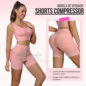 Kit Alpha Modelador com Top e Shorts de Alta Compressão - Ela e Ela - Cintas Modeladoras