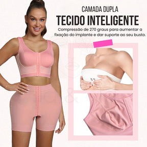Kit Alpha Modelador com Top e Shorts de Alta Compressão - Ela e Ela - Cintas Modeladoras