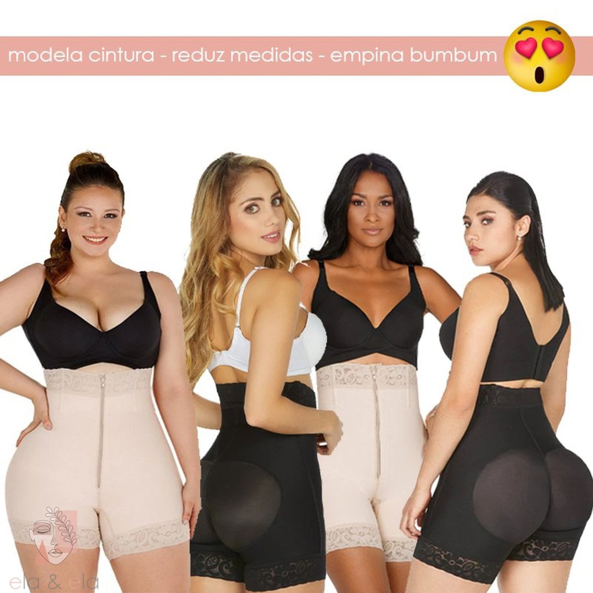 Short Modelador de Cintura Empina BumBum - Ela e Ela - Cintas Modeladoras